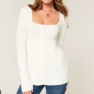 Hollister Long-Sleeve Square-Neck Babydoll Sweater